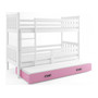 Detská posteľ CARINO s výsuvnou posteľou 80x190 cm - biela Ružová - galéria #2