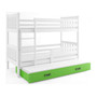 Detská posteľ CARINO s výsuvnou posteľou 80x190 cm - biela Zelená - galéria #1