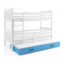 Detská posteľ CARINO s výsuvnou posteľou 80x190 cm - biela Modrá
