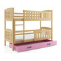 Detská poschodová posteľ KUBUS s úložným priestorom 80x190 cm - borovica Ružová - galéria #2