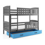 Detská poschodová posteľ KUBUS s úložným priestorom 80x190 cm - grafit Modrá - galéria #3