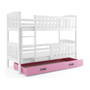 Detská poschodová posteľ KUBUS s úložným priestorom 80x190 cm - biela Ružová - galéria #2