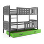 Detská poschodová posteľ KUBUS s úložným priestorom 80x190 cm - grafit Zelená