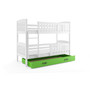 Detská poschodová posteľ KUBUS s úložným priestorom 90x200 cm - biela Zelená