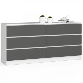 Komoda K160 6SZ - biela/grafit