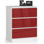 Komoda K60 - biela/červená lesk