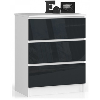 Komoda K60 - biela/grafit lesk