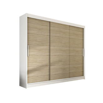 Veľká šatníková skriňa ASTON II biela/dub sonoma šírka 250 cm