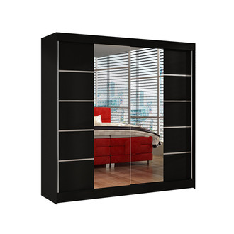 Šatníková skriňa BASTI V šírka 200 cm - čierna