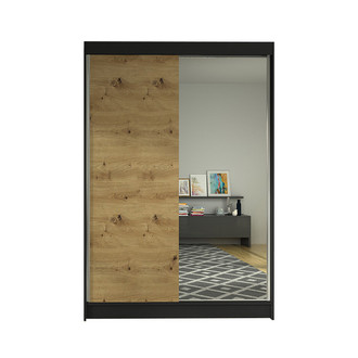Šatníková skriňa LINO I šírka 120 cm - čierna/dub artisan