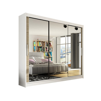 Veľká šatníková skriňa ASTON III biela/dub sonoma šírka 250 cm