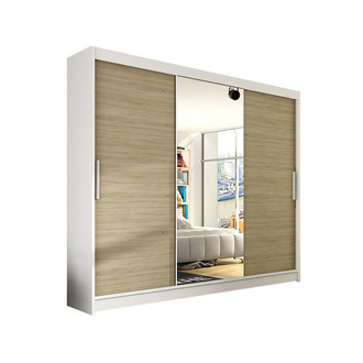 Veľká šatníková skriňa ASTON I  biela/dub šírka 250 cm