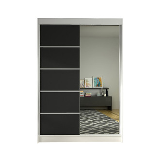 Šatníková skriňa LINO III šírka 120 cm - biela/čierna