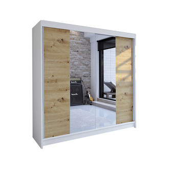 Šatníková skriňa TALIN II šírka 180 cm - biela/dub artisan