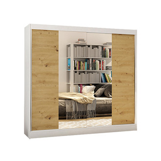 Šatníková skriňa BASTI II šírka 200 cm - biela/dub artisan