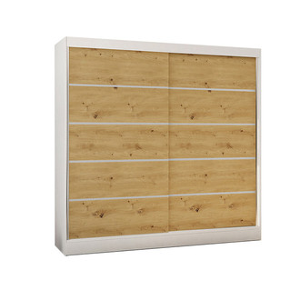 Šatníková skriňa BASTI IV šírka 200 cm - biela/dub artisan