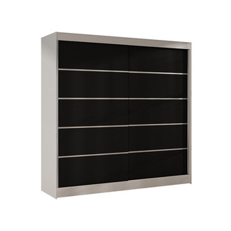 Šatníková skriňa BASTI IV šírka 200 cm - biela/čierna