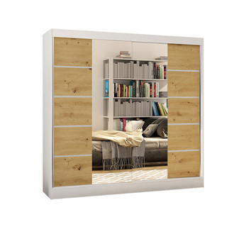 Šatníková skriňa BASTI V šírka 200 cm - biela/dub artisan