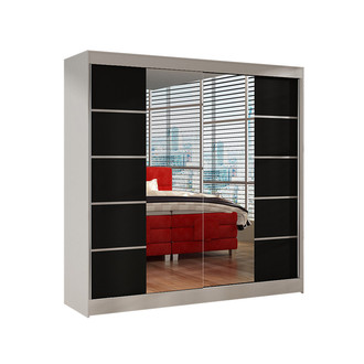 Šatníková skriňa BASTI V šírka 200 cm - biela/čierna