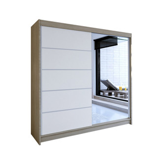 Šatníková skriňa TALIN III šírka 180 cm - dub sonoma/biela