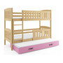 Detská poschodová posteľ KUBUS s výsuvnou posteľou 80x190 cm - borovica Ružová - galéria #3
