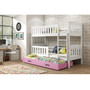 Detská poschodová posteľ KUBUS s výsuvnou posteľou 80x190 cm - biela Ružová - galéria #2