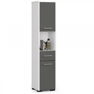 Kúpeľňová skrinka FIN 2D1SZ1W - biela/grafit