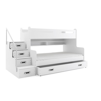 Detská poschodová posteľ MAX III s úložným priestorom 80x200 cm - biela