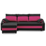 Rohová rozkladacia sedacia súprava HEWLET PLUS color Čierna + ružová - galéria #5
