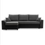 Rohová rozkladacia sedacia súprava PAUL 1 PRO Čierna eko-koža + Tmavo sivá