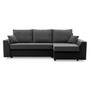 Rohová rozkladacia sedacia súprava PAUL 1 PRO Čierna eko-koža + Tmavo sivá - galéria #1