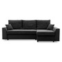Rohová rozkladacia sedacia súprava PAUL 1 PRO Čierna eko-koža + Čierna - galéria #1