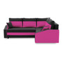 Rohová rozkladacia sedacia súprava GRANDE PLUS - mikro Pravá Čierna + ružová