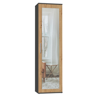 Šatníková skriňa DUO so zrkadlom antracit / dub artisan