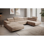 Rohová rozkladacia sedacia súprava U 274 MARYEN Pravá Svetlo hnedá