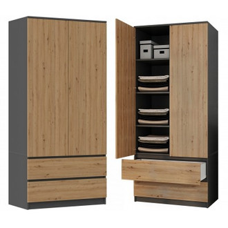 Šatníková skriňa SS-90 - antracit/dub artisan