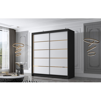 Šatníková skriňa BALI IV 180 cm - čierna/biela