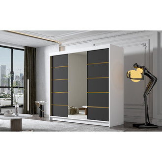 Šatníková skriňa EVO VI 200 cm - biela/čierna