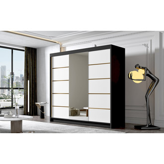 Šatníková skriňa EVO VI 200 cm - čierna/biela