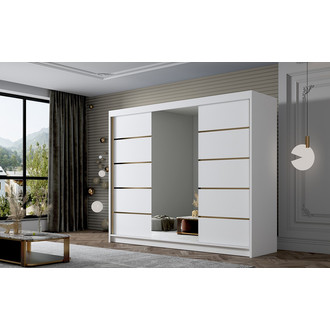 Šatníková skriňa AMBER VI 250 cm - biela