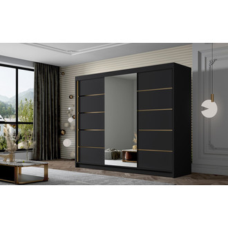 Šatníková skriňa AMBER VI 250 cm - čierna