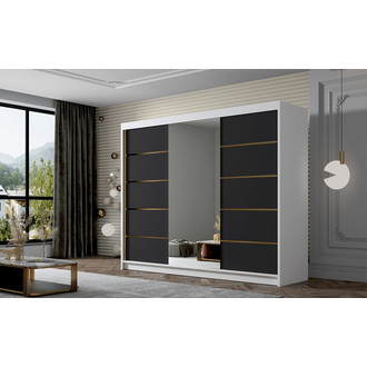 Šatníková skriňa AMBER VI 250 cm - biela/čierna