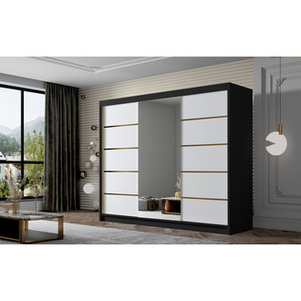 Šatníková skriňa AMBER VI 250 cm - čierna/biela