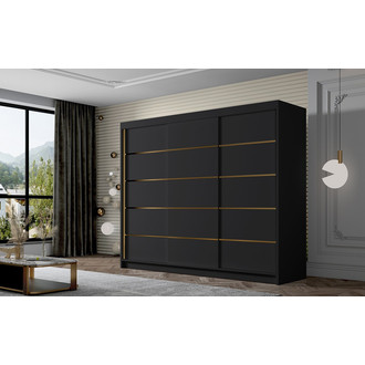 Šatníková skriňa AMBER VII 250 cm - čierna