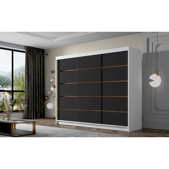 Šatníková skriňa AMBER VII 250 cm - biela/čierna