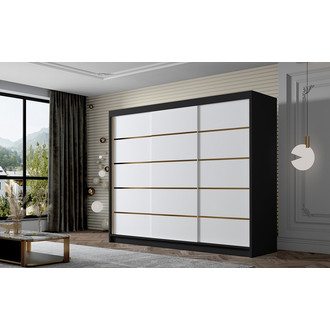 Šatníková skriňa AMBER VII 250 cm - čierna/biela