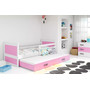 Detská posteľ s výsuvnou posteľou RICO 200x90 cm Biela Ružová