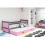 Detská posteľ s výsuvnou posteľou RICO 190x80 cm Sivá  Ružová