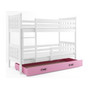 Detská poschodová posteľ CARINO s úložným priestorom 80x190 cm - biela Ružová