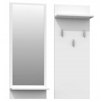 Nástenný vešiak Riva so zrkadlom - biela